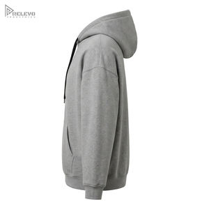 OEM Unisex Heavyweight 100% Cotton Pullover Hoodie Minimalist Heather <b>Grey</b> Streetwear <b>Sweatshirt</b> Contrast Lining Hoodie - Product Image 3