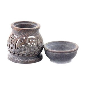 Top Class Handmade Jali Work Curved Design Soapstone Aroma Oil Burner Brand New Design Home Decor Incense & Incense Holders - Product Image 2