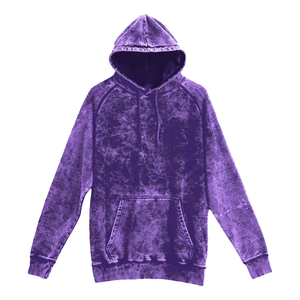 Sudadera con Capucha de Algodón Lavado Morado para Mujer, Manga Larga, Tejido de Punto, Color Sólido, Otoño, Casual, Transpirable, con Bolsillos - Product Image 1
