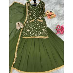 ชุดเสื้อและ lehenga สำหรับปาร์ตี้ของผู้หญิงพร้อมชุด dupatta - Product Image 5