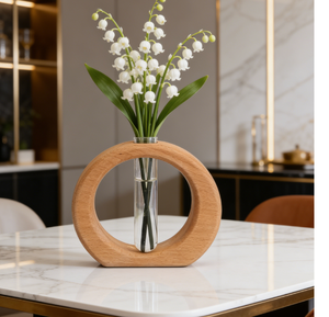 Vase en bois massif Art Déco fait main, écologique, diamètre 4-6 pouces, décoration maison et bureau, présentation sur table, vente en gros - Product Image 1