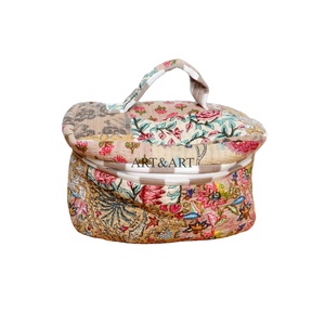Ensemble de sacs en coton faits à la main pour femmes, imprimé floral, écologique, léger, trousse de maquillage, étui de toilette imperméable, sacs cosmétiques - Product Image 2