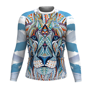 เสื้อรัดกล้ามเนื้อแขนยาวสำหรับผู้ชาย สีดำ-แดงเลือดหมู พิมพ์ลายกราฟิกหน้ากาก Rise Oni เหมาะสำหรับการฝึกซ้อมกีฬาและออกกำลังกายในยิม - Product Image 6