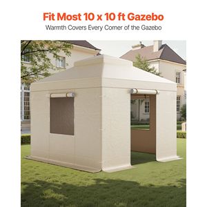 Copertura Invernale per Gazebo a Due Livelli con Pareti Laterali e Finestre a Rete per Gazebo con Tetto Rigido 10x10 piedi - Product Image 2