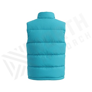 Chaleco Acolchado Turquesa con Cuello Alto y Cierre de Cremallera, Relleno de Poliéster, Ropa de Invierno - Product Image 2