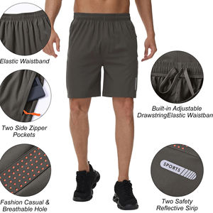 Lightweight 100% Polyester High Quality Sporty Solid Men's Shorts <b>Elastic</b> Waist Quick Dry Breathable Eco-Friendly Customized - Product Image 3