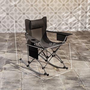 Set di 2 Sedie a Dondolo da Campeggio Nere con Poggiatesta, Borsa Termica, Portabicchieri e Borsa per il Trasporto - Portatili e Pieghevoli - Product Image 3