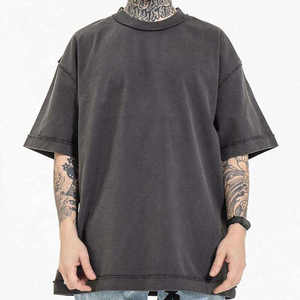 Custom Heavyweight 100% Cotton Oversized <b>Acid</b> Wash T Shirt Vintage Men's Streetwear <b>Drop</b> Shoulder Plain Blank T-Shirt - Product Image 4