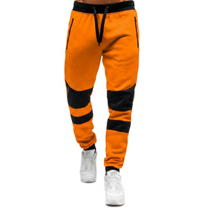 Pantalon de survêtement mi-long léger pour homme, 100 % coton, coloris rouge et noir, taille élastique avec cordon de serrage, poches latérales, style décontracté - Product Image 2