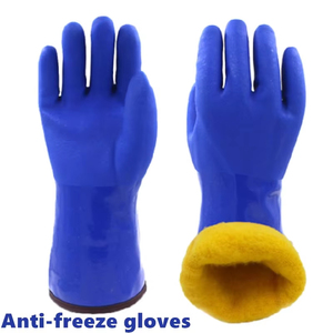 Gants de travail bleus en PVC à pois pour jardinage, gants de sécurité en latex à pois, tricotés sans couture, 7G, en coton PVC à pois - Product Image 3