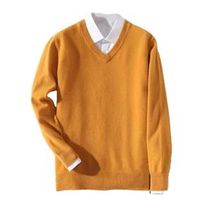 Pull en cachemire pour homme, respirant, chaud pour l'automne et l'hiver, col en V classique, doublure en coton, tissu 300g - Product Image 4
