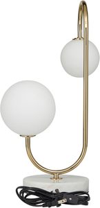 Decorative Gold Orb <b>Table</b> <b>Lamp</b> Metal Frame with Marble <b>Base</b> 2 Light Accent <b>Lamp</b> for Home Office Bedroom Lighting - Product Image 3