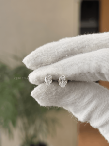 Boucles d'oreilles classiques ovales en diamant de laboratoire, or véritable 18 carats, de luxe, pour femme, 0,97 ct, scintillantes, bijoux fins pour mariage - Product Image 4