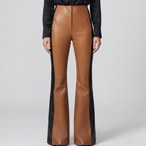 Women's Leather Yoga Bottom Pants Girls Leather <b>Flared</b> Fashion Pants Manufacturer Female Leather Flare Tights With Pockets - Product Image 6