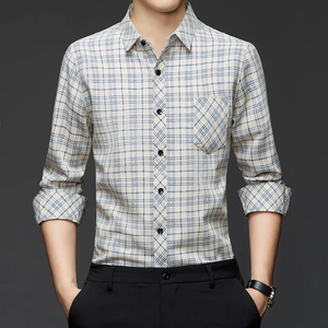 Nueva Camisa de Lino y Algodón de Manga Larga para Hombre, Casual y Moderna, con Rayas, Cómoda, Transpirable y Versátil - Product Image 5