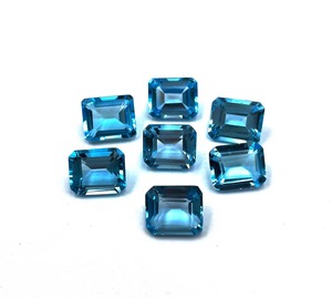 Topacio Azul Suizo Natural, Corte Octogonal, Piedras Preciosas Sueltas de 10 mm y 12 mm, Topacio Facetado, Venta al por Mayor para la Fabricación de Joyas - Product Image 1