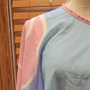 Women Floral Print Shawl Lightweight Blue Pink Soft Shoulder <b>Wrap</b> Oversized Elegant Fashion Cape Shawl for Casual Summer <b>Beach</b> - Product Image 3