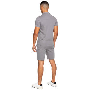Ensemble polo et short décontracté pour homme grande taille été, 100% fibre de bambou respirante, logo imprimé sérigraphié sur le devant, couleur unie - Product Image 5