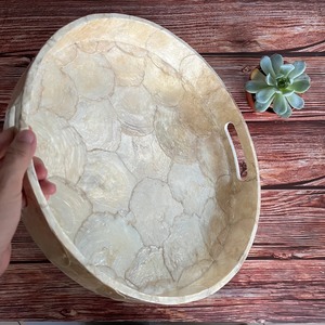 <b>Top</b> Selling Luxury Mother of <b>Pearl</b> MOP Tray with Natural Shell Inlay for Decorative Serving and Premium Home Interior for Sale - Product Image 4