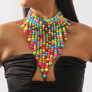 Collier de perles irrégulières en résine faites à la main, multicolores, bijoux de mode, artisanat moulé, pour femmes et filles - Meilleures ventes - Product Image 4