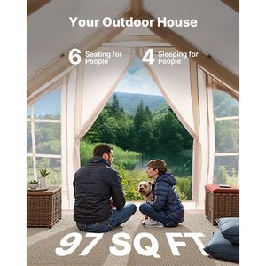 Carpa Inflable para 4-6 Personas, Fácil de Instalar, Carpa Glamping Inflable con Bomba Manual, Carpa Oxford 300D para 4 Estaciones, Apta para Estufa - Product Image 3