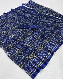 Sari Tradicional de Satén Georgette con Estampado Digital para Mujer, Ropa Étnica de Secado Rápido, Saree Shari de Seis Metros con Blusa - Product Image 5