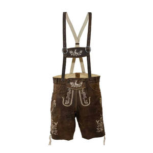 Lederhosen classiques en daim beige pour hommes, grande taille, traditionnels allemands pour l'Oktoberfest - Product Image 1