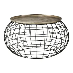 Table basse ronde décorative moderne noire pour la décoration de la maison, salon, en métal. - Product Image 1
