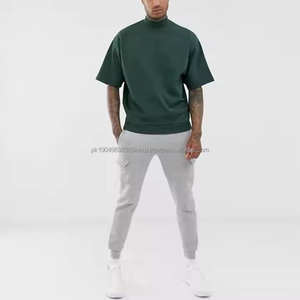 Nouveau design de vêtements souples pour hommes T-shirts en pur coton à manches courtes LOGO personnalisé col roulé col montant vêtements amples pour hommes vente en gros - Product Image 2