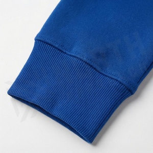 Men's Blue Hooded <b>Tracksuit</b> Solid Color Casual Sportswear Full Length Drawstring Pants 100% Cotton Midweight Regular Fit - Product Image 6