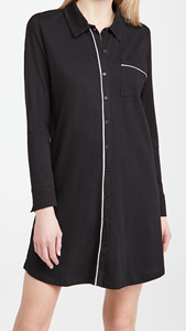 Women Solid Color Long Sleeve Button Front Nightshirt Dress Turn-down Collar Cotton Poplin Casual Sleepwear Knee Length - Product Image 5