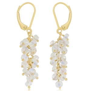 Natural Moonstone 925 Sterling Silver Gold Plated Handcrafted Wedding <b>Drop</b> Earrings for Women - Product Image 1