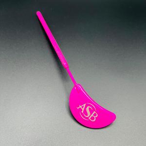 Espejo de Inspección de Pestañas en Forma de Media Luna Rosa Intenso, Espejo de Inspección en Forma de Creciente con Logotipo Personalizado, Espejo de Inspección Rosa Neón - Product Image 1