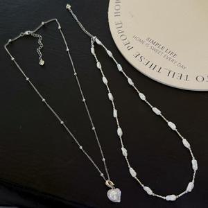 Collar de Perlas Barrocas, Collar de Clavícula Irregular de Agua Dulce Natural, Doble Capa - Product Image 1