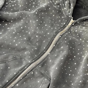 Nouveau sweat à capuche pour homme en coton 100% avec effet délavé et strass, collection automne 2026 Razer Impex |   Pull-over épais |   2 pièces en gros, offre spéciale - Product Image 6