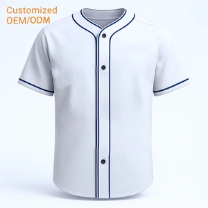 Customized <b>White</b> Baseball Jersey Unisex Short Sleeve Moisture Wicking Breathable Digital Print V-neck Mesh OEM ODM Service - Product Image 1