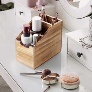 Farmhouse Acacia Wooden <b>Remote</b> Caddy for Table Storage Box for Home Office Wholesale Price from Vietnam - Product Image 3