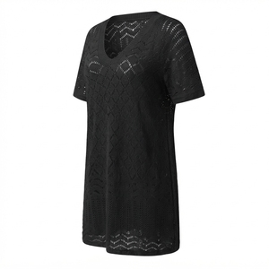 Tunique de plage élégante pour femme, manches courtes, transparente, tenue décontractée d'été, 100 % polyester, séchage rapide, vente en gros - Product Image 3