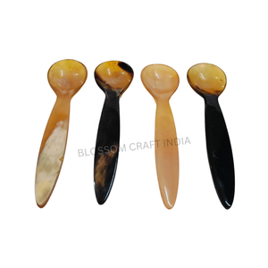 Cuchara de sopa de cuerno de búfalo hecha a mano de alta calidad y cuchara de postre de cuerno de vaca para té/café y desayuno al precio más bajo - Product Image 3