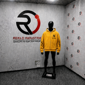 Yellow Oversized Distressed <b>Pullover</b> Hoodie Embroidered Streetwear Fleece Kangaroo Pocket Casual <b>Men's</b> 100% Cotton Breathable - Product Image 3
