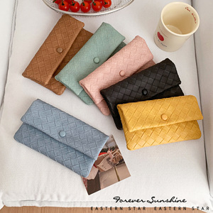 Full Class Decent Quality Phone Pocket Coin Zipper Long Minimalist Ins Style Women's Woven PU Leather Soft Clutch Branded <b>Wallet</b> - Product Image 2