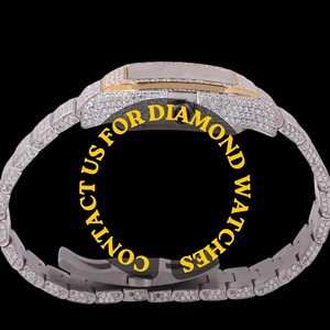 Dernier design, or blanc, moissanite taille brillant, cadran carré chiffres romains, mouvement à quartz, bijoux tendance et à la mode - Product Image 6