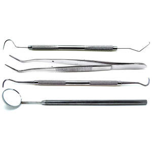 Kit d'instruments chirurgicaux dentaires certifiés CE, 4 pièces : miroir, sonde, extracteur, outils manuels argentés par Endochoice Medical - Product Image 4