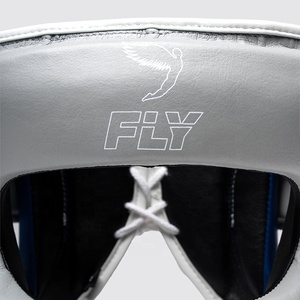 Protector de Cabeza Profesional de Muay Thai y Kickboxing con Logotipo Personalizado, Cuero Azul Grisáceo, Protección Facial Completa, Ajustable y de Gran Venta - Product Image 4