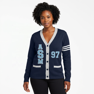 SEEBI SPORTS High Quality Custom Knitted OEM Double Breasted <b>Vintage</b> Cardigan <b>Sweater</b> V-Neck Unisex Winter Embroidery University - Product Image 1
