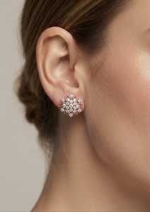 Boucles d'oreilles clous en or rose pour femme, avec diamants de laboratoire en grappe, taille brillant rond, cadeau idéal pour fiançailles et soirées - Product Image 2
