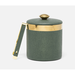 Seau à glace cylindrique en cuir gris avec détails métalliques, idéal pour les événements, les mariages, les tables et les bars à domicile - Product Image 2