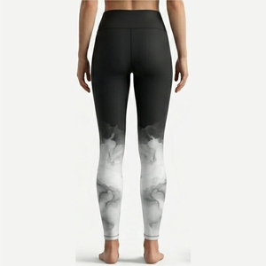 Leggings longs taille haute pour femmes, imprimé dégradé, tricotés en spandex et polyester, style sportif, toutes saisons, confortables et respirants - Product Image 2