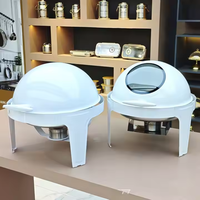 Gold Edelstahl Chafing Dish Buffet-Set Hotel Luxus Alkoholbetriebener Speisenwärmer Rund 9L Fassungsvermögen