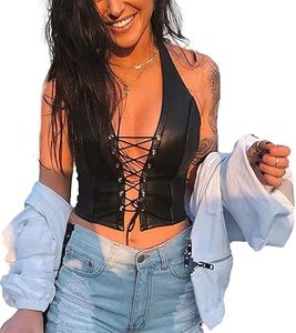 Top de Cuero Genuino Personalizado para Mujer, Corte Ajustado, Sin Mangas, Estilo Crop, Moda Urbana, Hecho a Mano, OEM ODM - Product Image 1